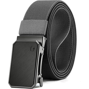 CHAOREN Mens Ratchet Belt – 1.5″ Stretch Nylon Belts for Casual, Work, Golf(Brushed Black / Grey)
