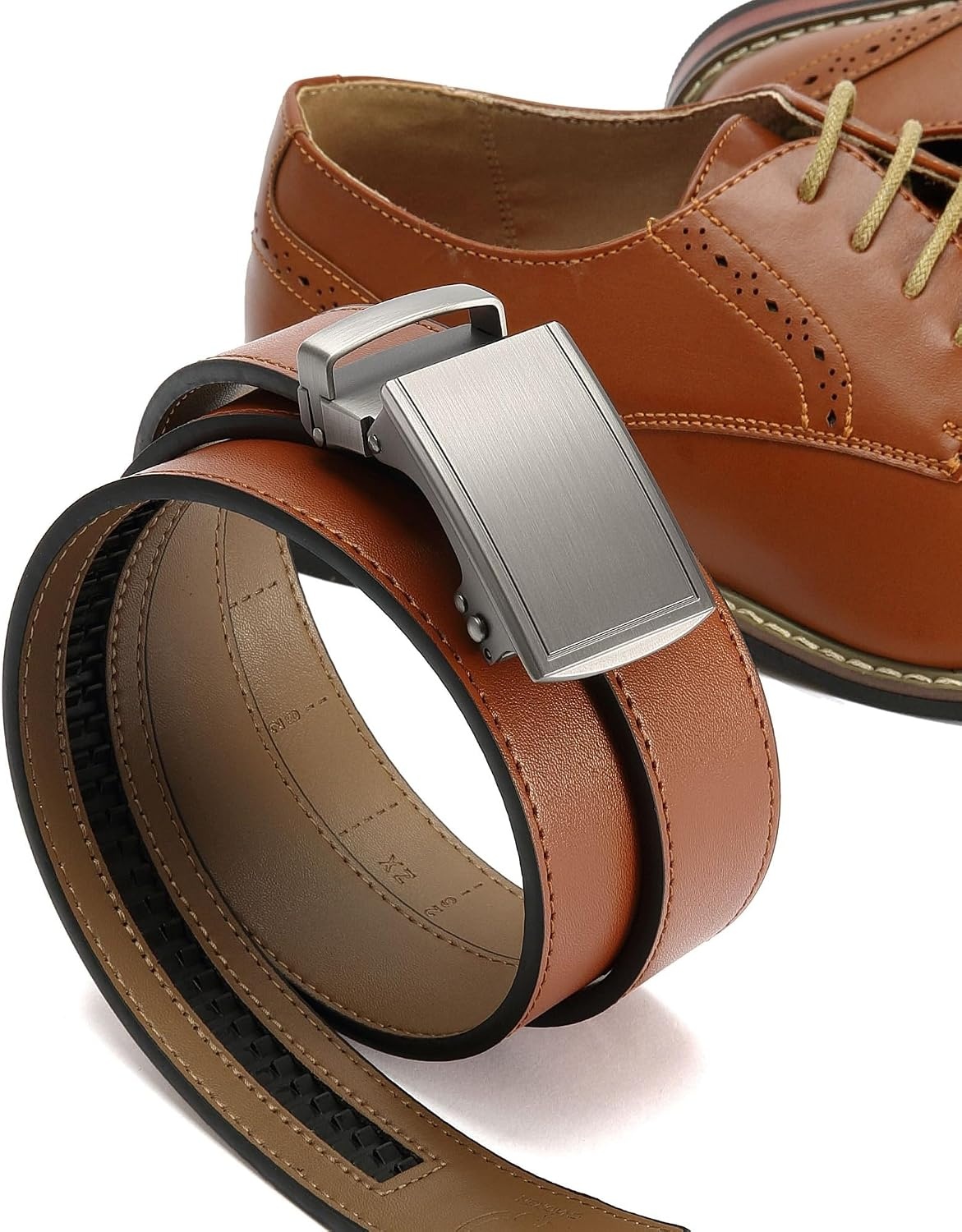 image:imageCHAOREN Leather Ratchet Belt for Men Mens Dress belt Customizable FitBrown Tan