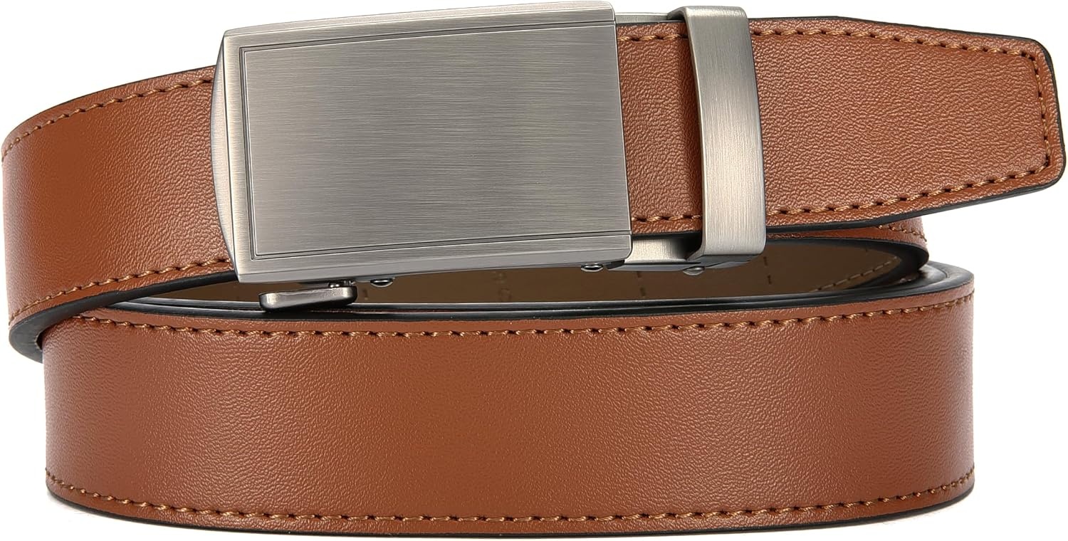 image:imageCHAOREN Leather Ratchet Belt for Men Mens Dress belt Customizable FitBrown Tan