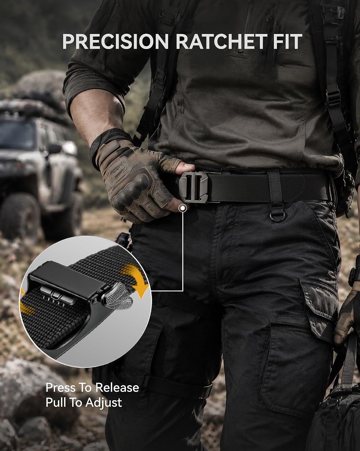 image:imageCHAOREN Tactical Belt Men 15 Nylon Ratchet Belts for EDC WorkBlack