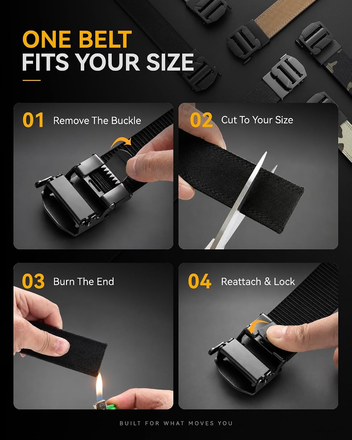 image:imageCHAOREN Tactical Belt Men 15 Nylon Ratchet Belts for EDC WorkBlack Camo