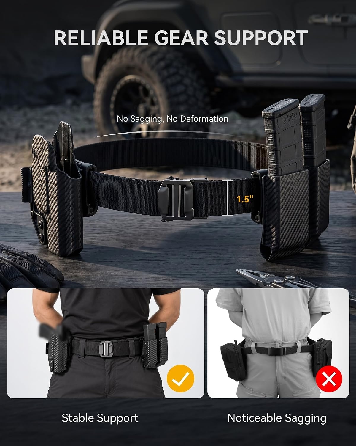 image:imageCHAOREN Tactical Belt Men 15 Nylon Ratchet Belts for EDC WorkKahki