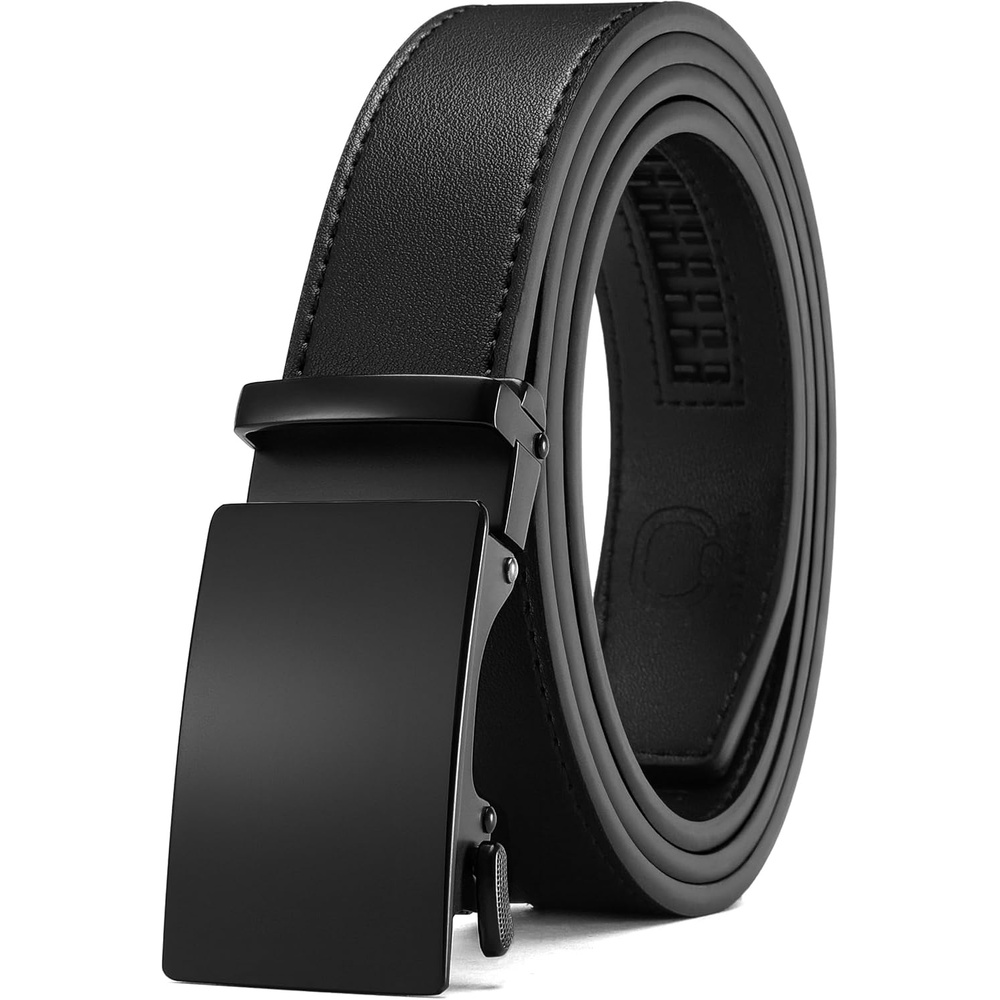 image:imageCHAOREN Leather Ratchet Belt for Men Mens Dress belt Customizable FitBlack Litchi Black