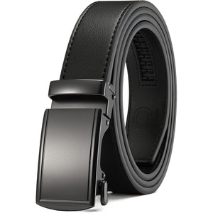 CHAOREN Leather Ratchet Belt for Men – Mens Dress belt, Customizable Fit(Gun – Litchi Black)