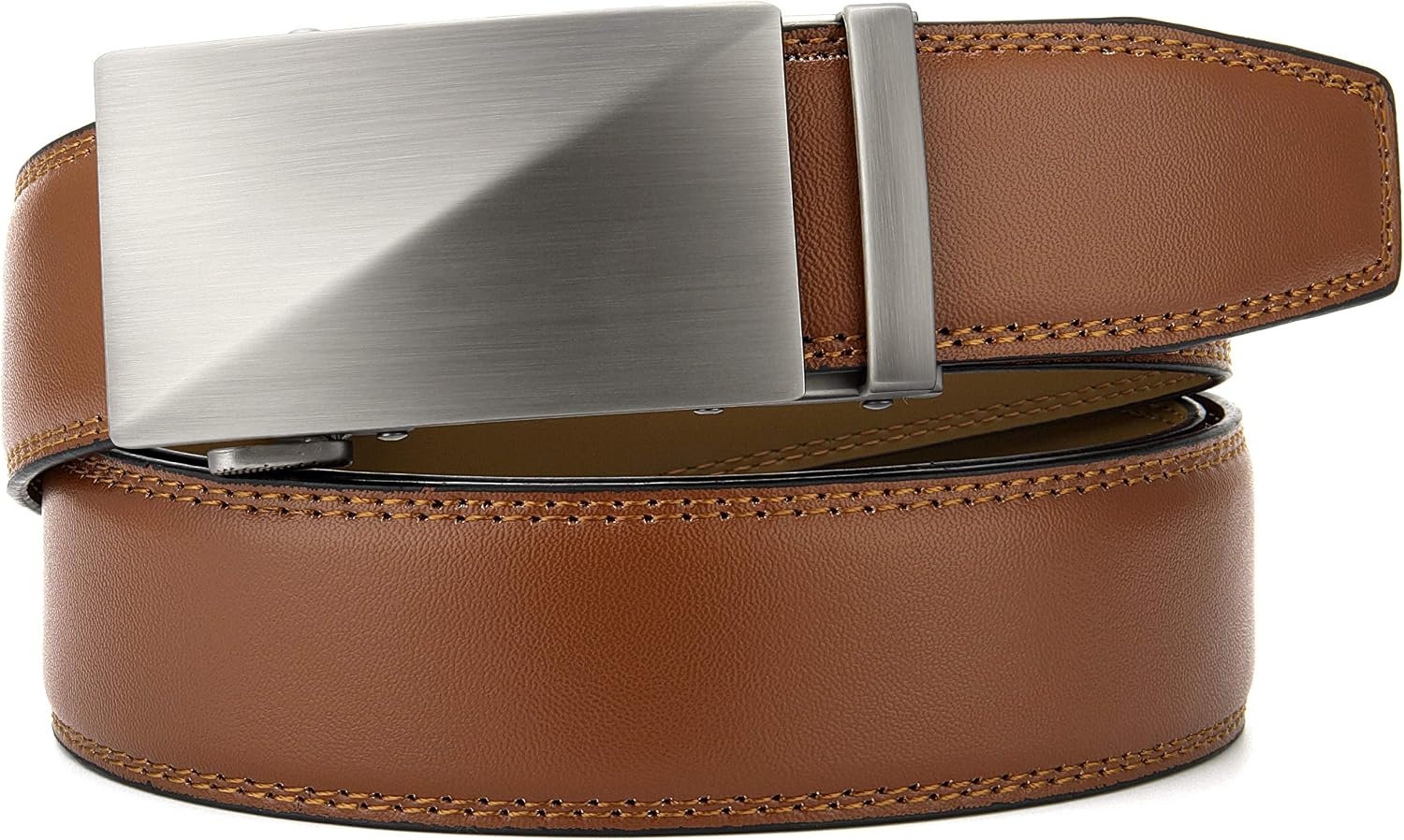 image:imageCHAOREN Leather Ratchet Belt for Men Mens Dress belt 1 38Brushed Tan