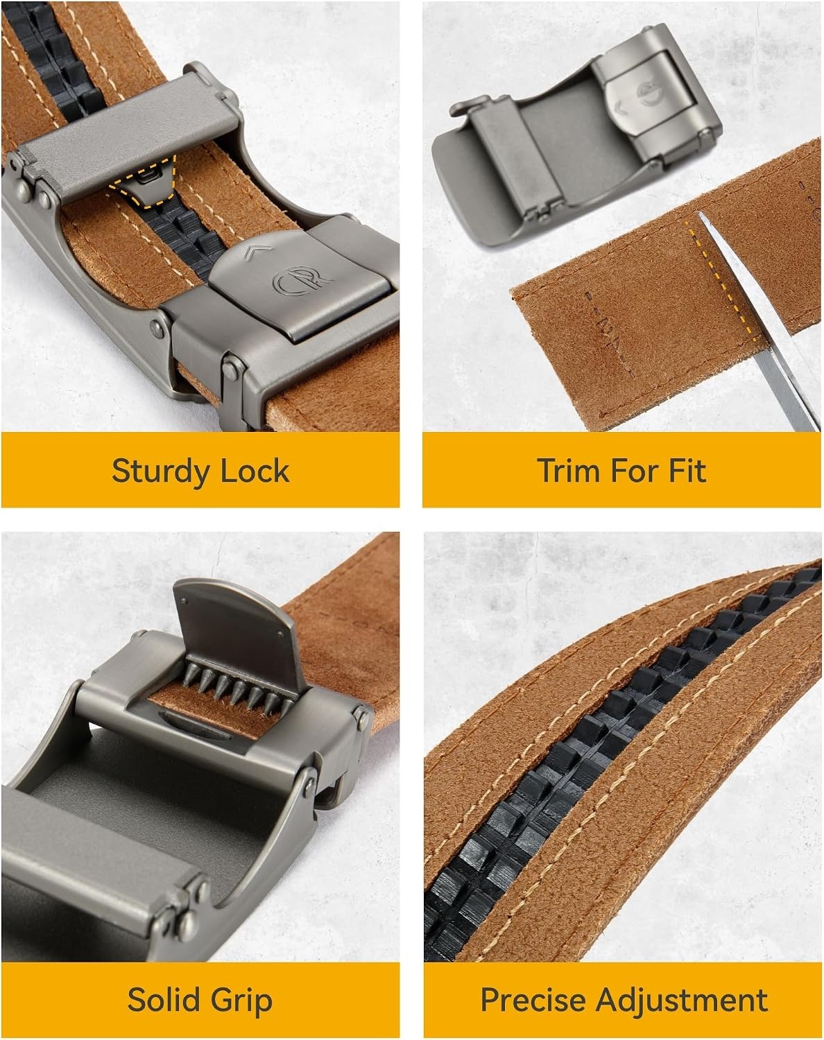 image:imageCHAOREN Leather Ratchet Belt for Men Mens Dress belt 1 38Imperial Brushed Full Grain Tan