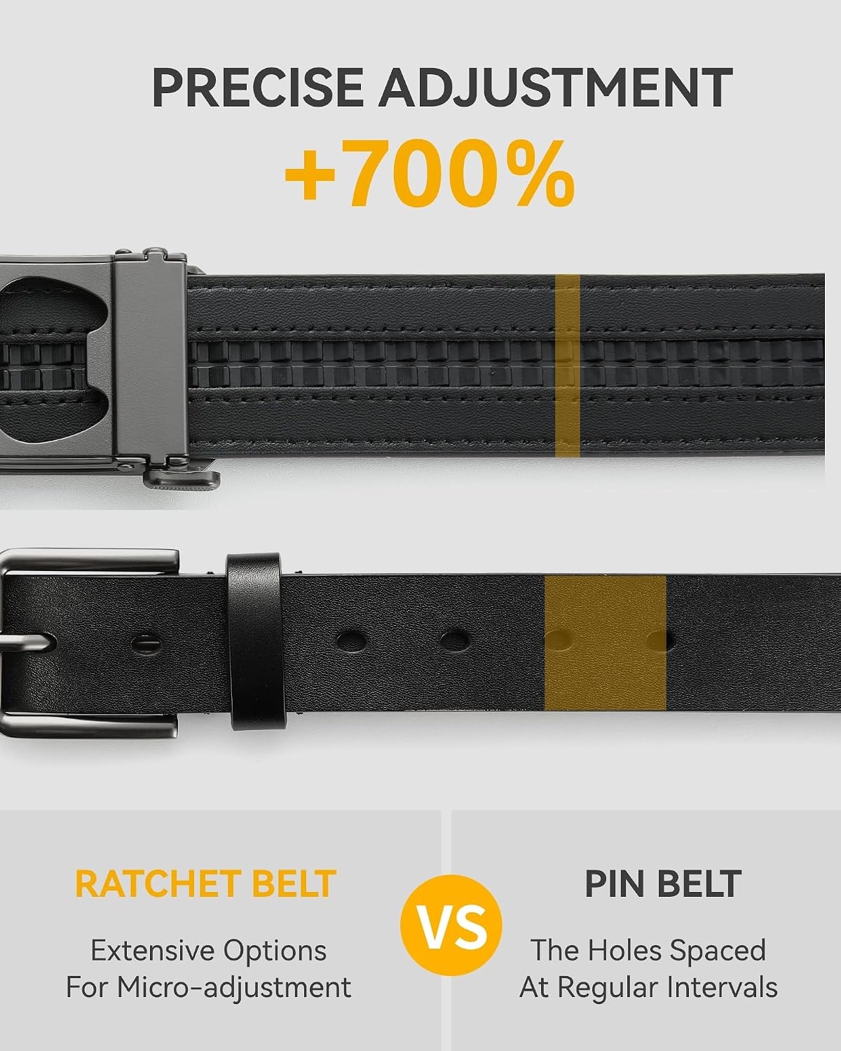 image:imageCHAOREN Mens Ratchet Belt 1 38 Leather Belt for Casual amp Dress WearGrey Metal Tan