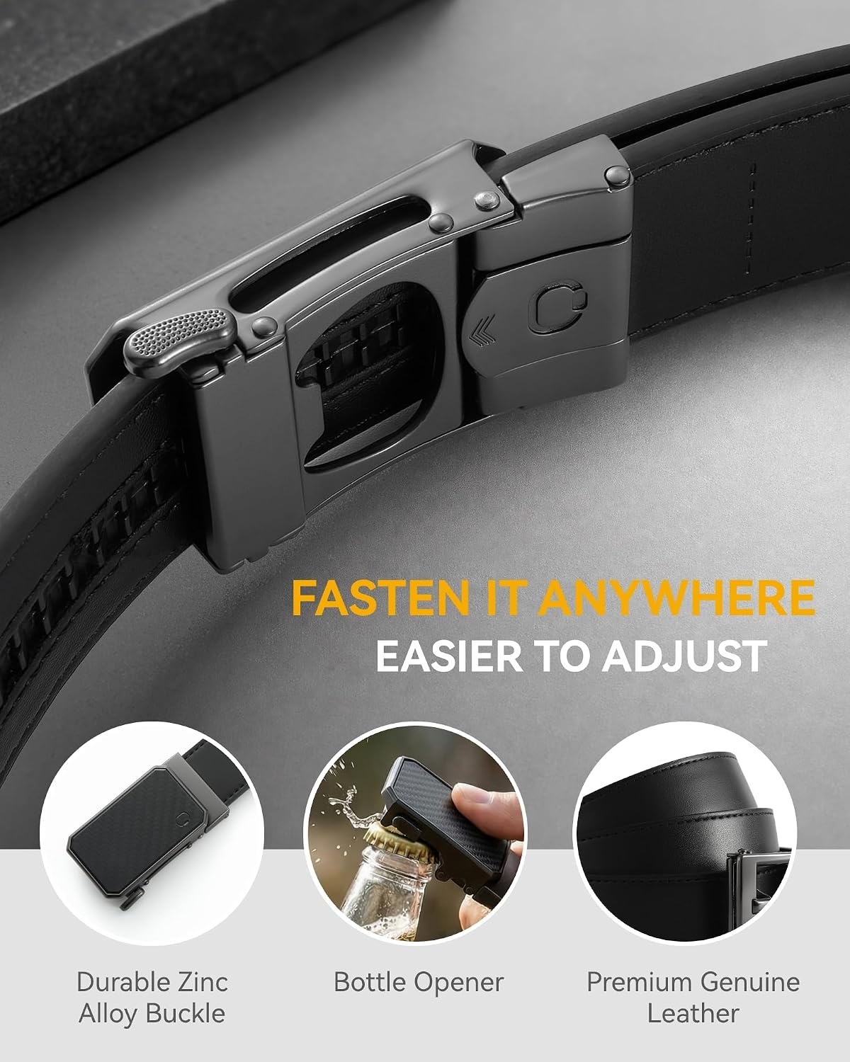 image:imageCHAOREN Mens Ratchet Belt 1 38 Leather Belt for Casual amp Dress WearNavy Stone Navy