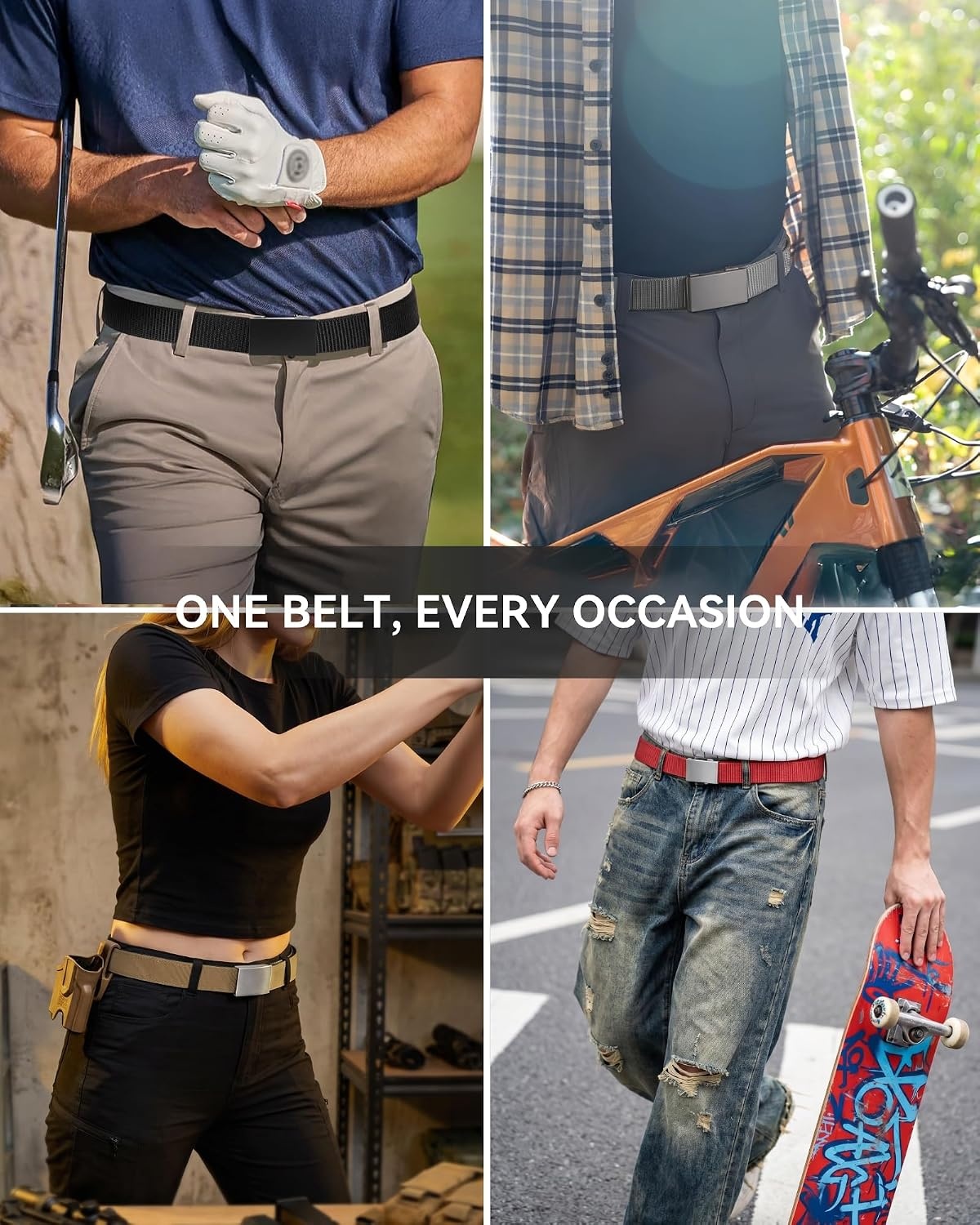 image:imageCHAOREN Nylon Ratchet Belts for Men Adjustable Tactical Belt 125Brown