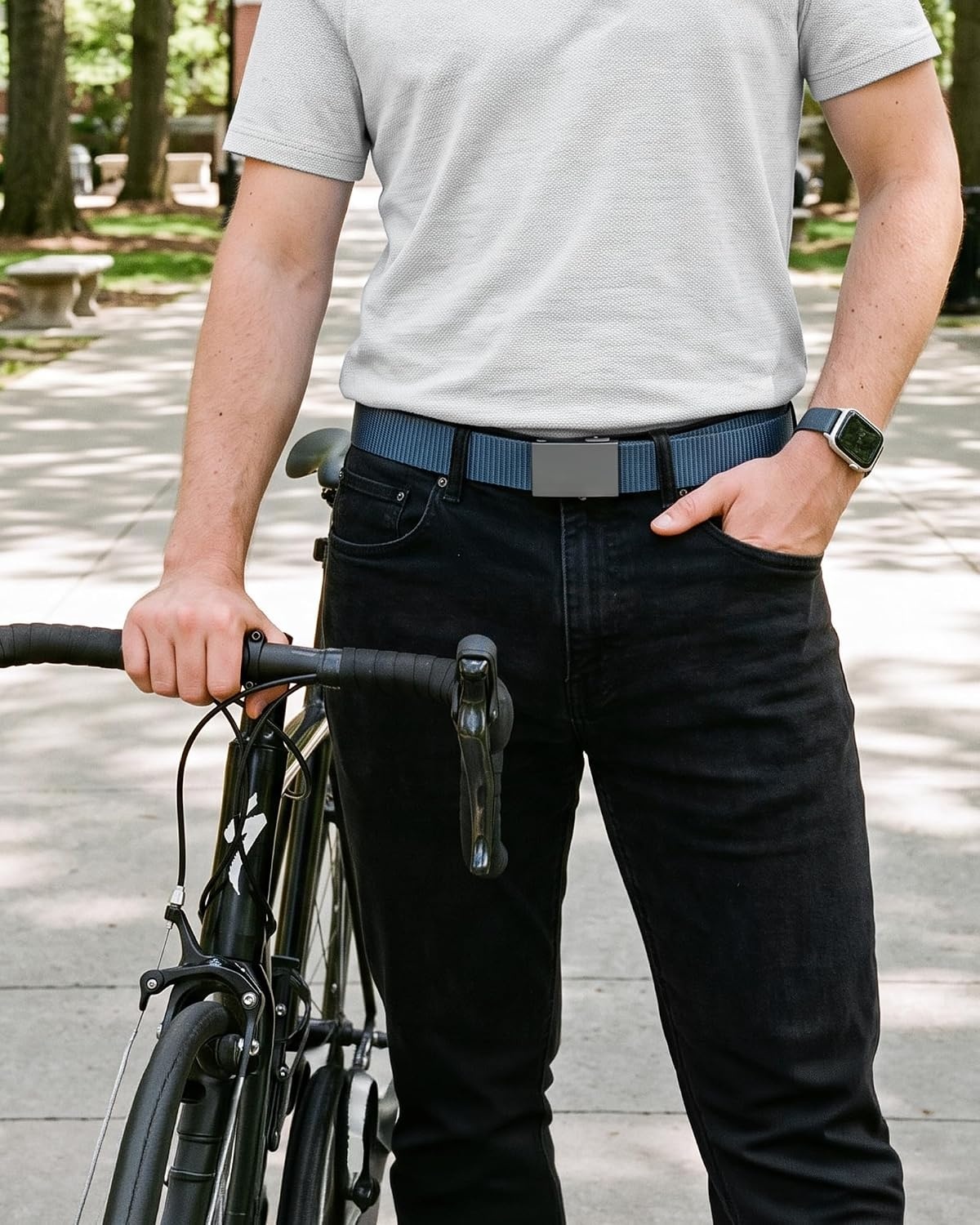 image:imageCHAOREN Nylon Ratchet Belts for Men Adjustable Tactical Belt 125Navy