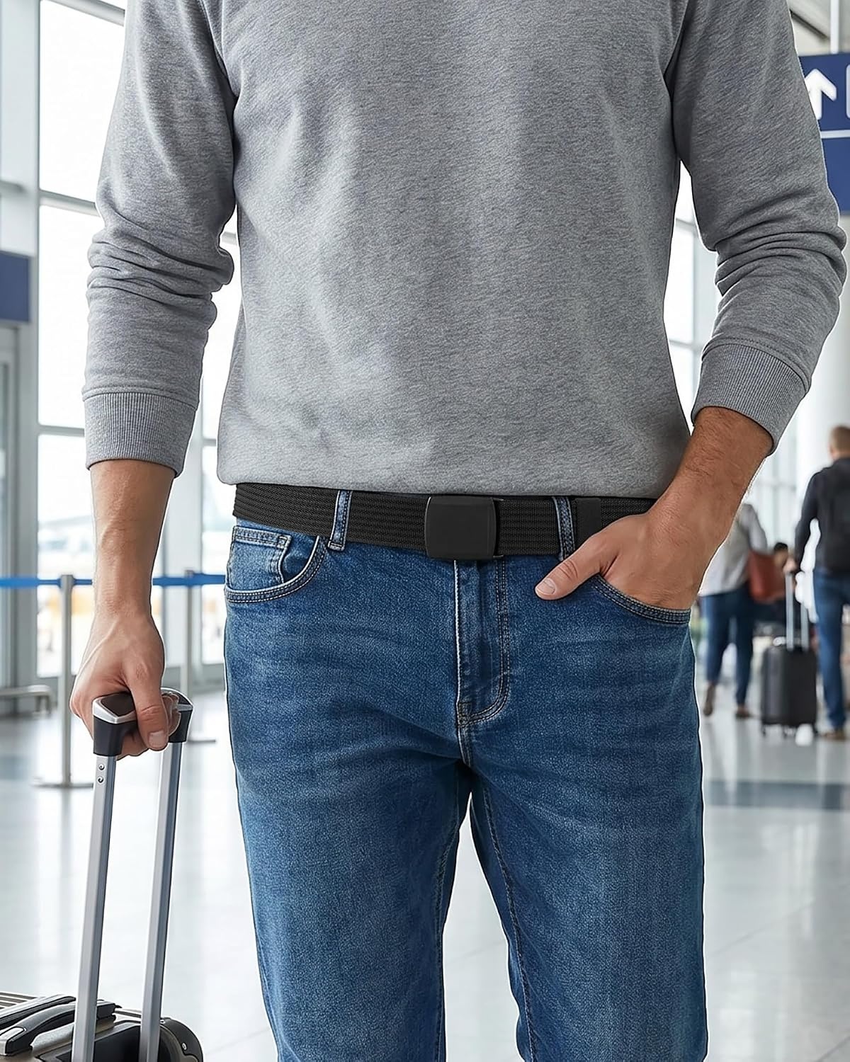 image:imageCHAOREN TSA Approved NonMetal Nylon Travel Belt Men 38mmBlack
