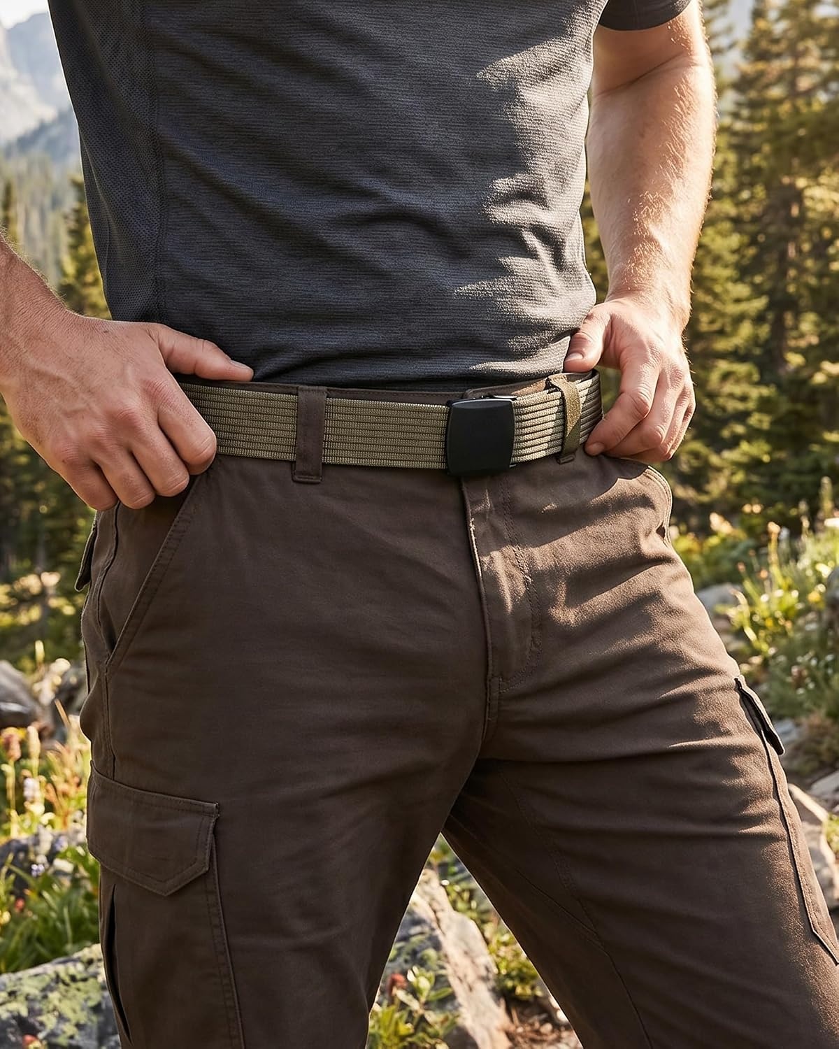 image:imageCHAOREN TSA Approved NonMetal Nylon Travel Belt Men 38mmOlive