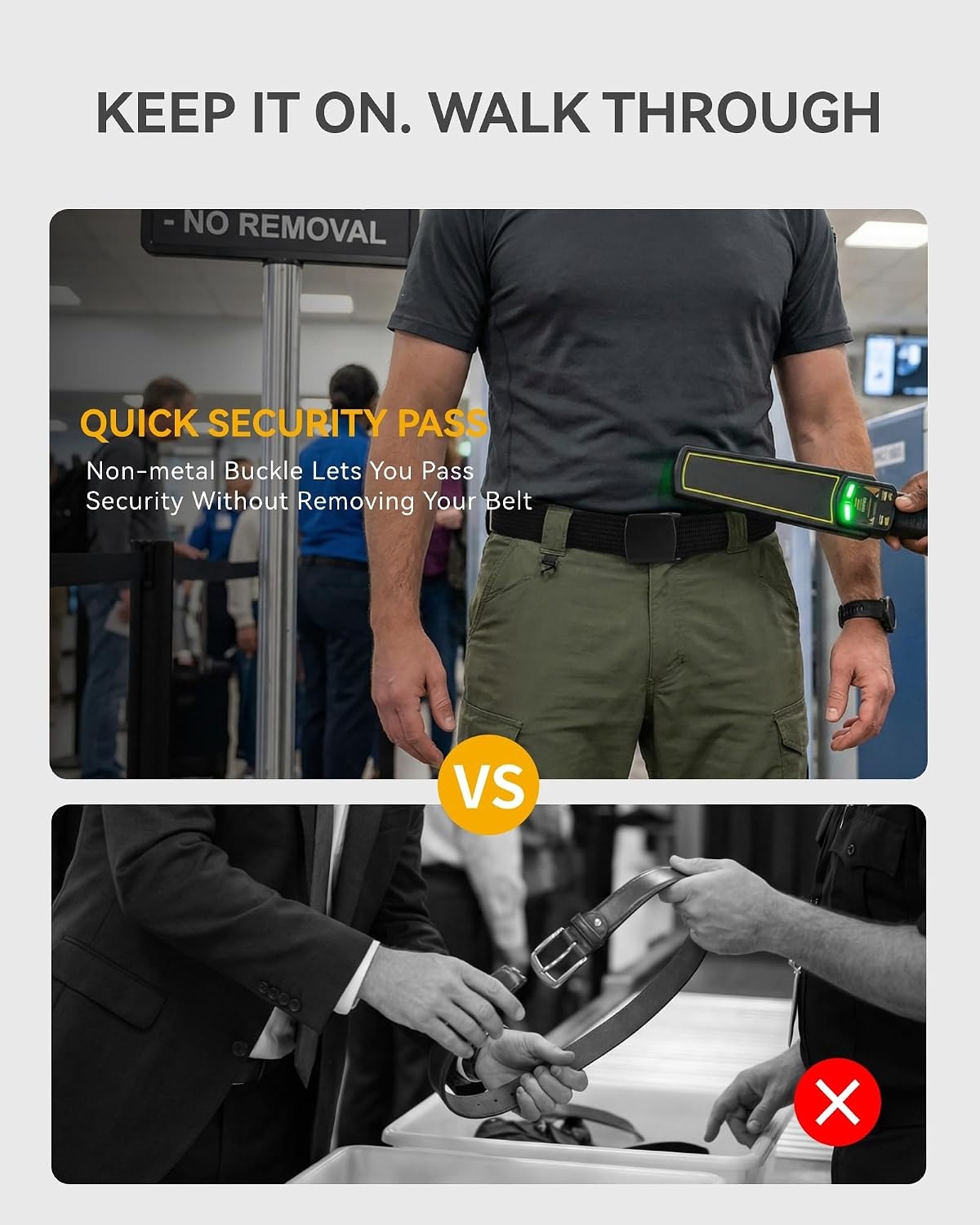 image:imageCHAOREN TSA Approved NonMetal Nylon Travel Belt Men 38mmRed