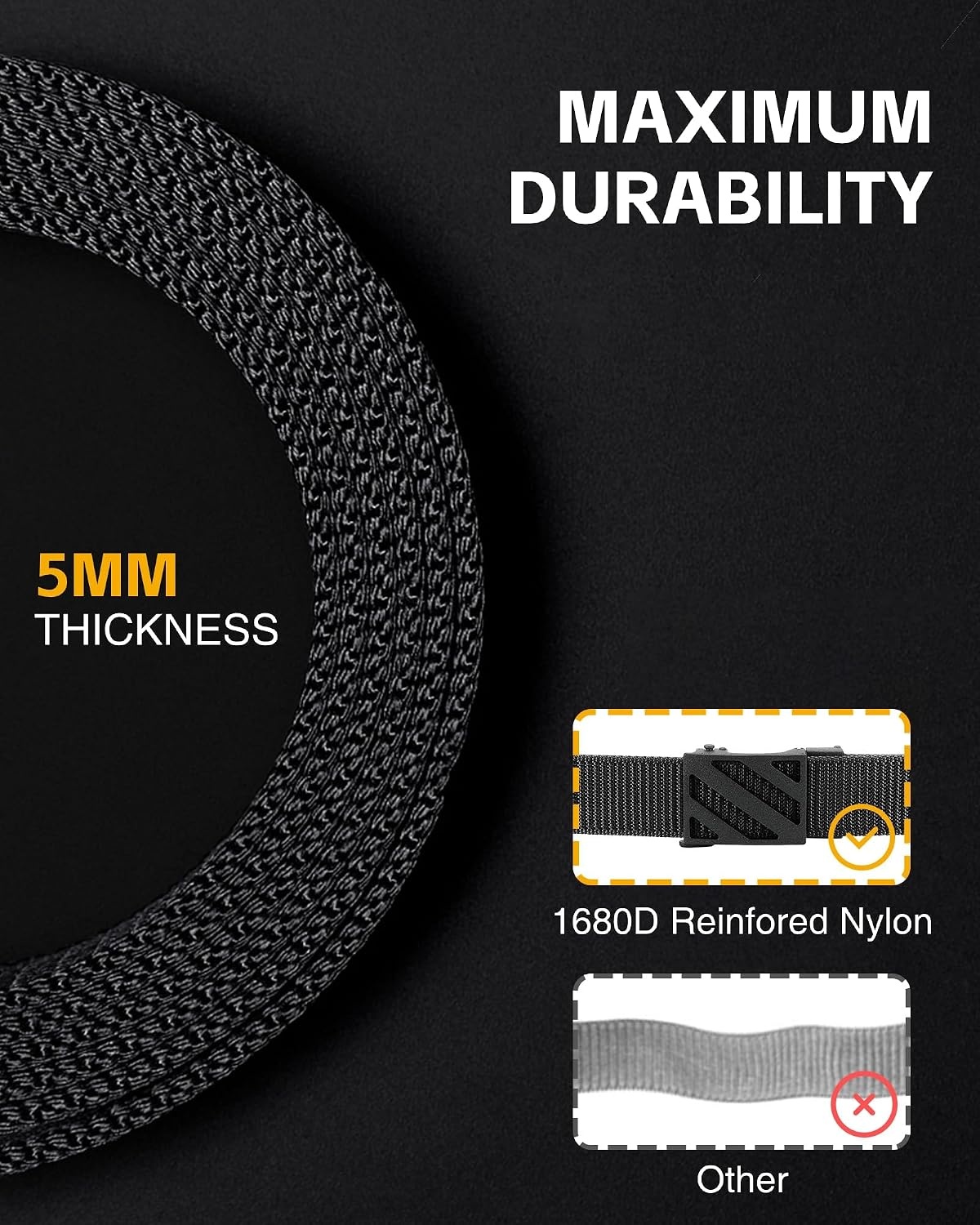 image:imageCHAOREN Tactical Belt Men 15 Nylon Gun Belt Quick Release EDC Work Belts for Concealed Carry MilitaryClassic Black
