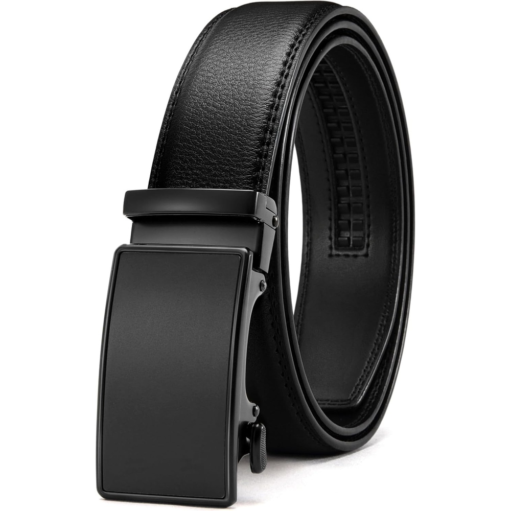 image:imageCHAOREN Leather Ratchet Belt for Men  Mens Dress belt 1 38Basic  Litchi Black
