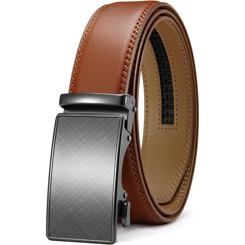 image:imageCHAOREN Leather Ratchet Belt for Men Mens Dress belt 1 38Charcoal Depiction Tan