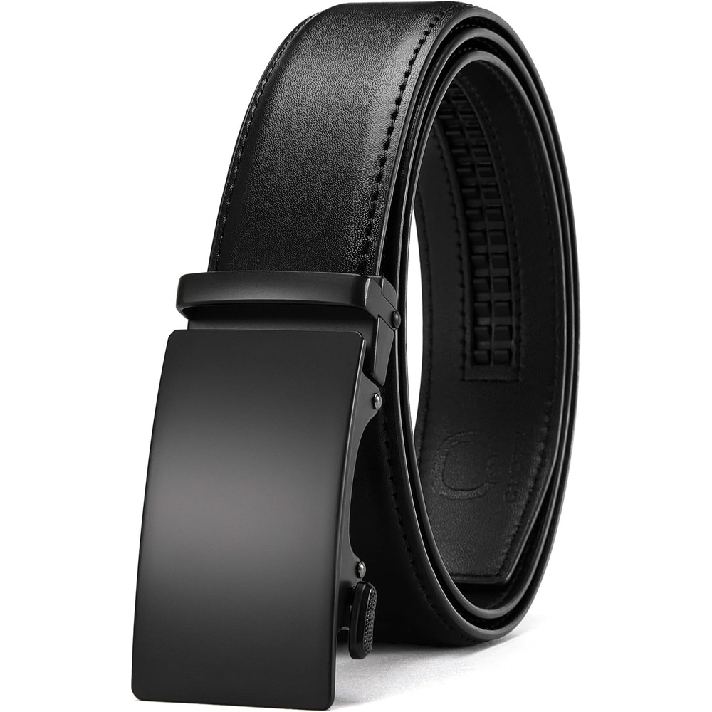 image:imageCHAOREN Leather Ratchet Belt for Men Mens Dress belt 1 38Square Smooth Black