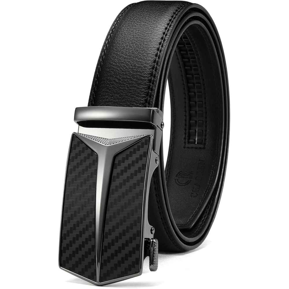image:imageCHAOREN Leather Ratchet Belt for Men Mens Dress belt 1 38Yblack