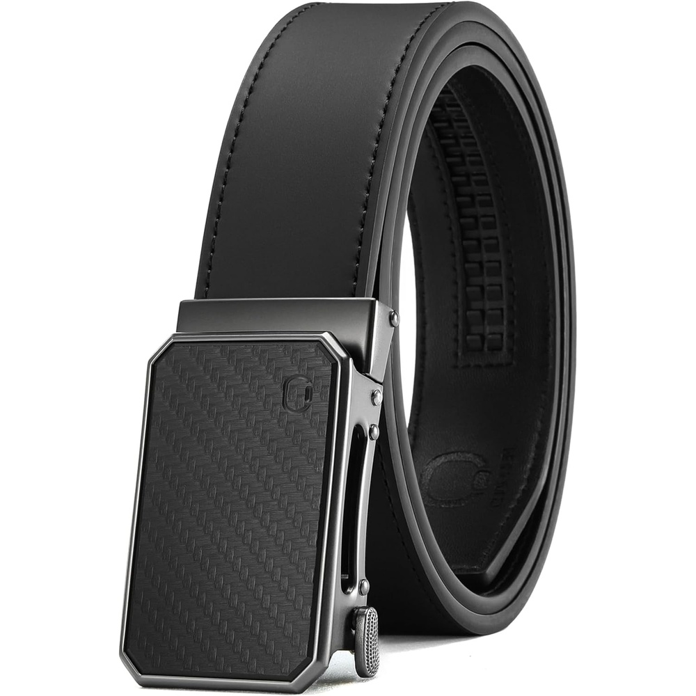 image:imageCHAOREN Mens Ratchet Belt  1 38 Leather Belt for Casual amp Dress WearCarbon Fiber  Black