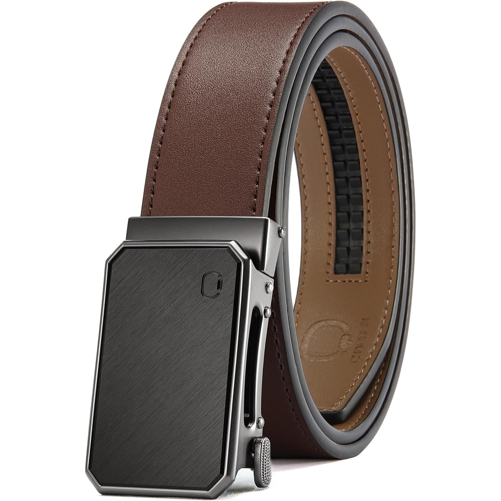 image:imageCHAOREN Mens Ratchet Belt 1 38 Leather Belt for Casual amp Dress WearGun Metal Dark Brown