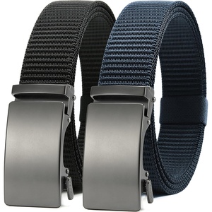 CHAOREN Black and Blue Ratchet Belts for Men 2 Pack – Casual Web Nylon Mens Belt 1 3/8″ – Automatic Adjustable Buckle Fit Jeans