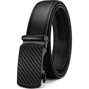 CHAOREN Leather Ratchet Belt for Men – Mens Dress belt 1 3/8″(Carbon Fiber / Black)