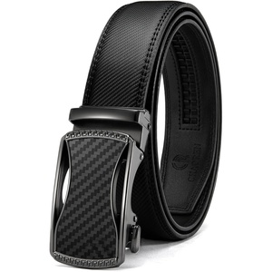 CHAOREN Leather Ratchet Belt for Men – Mens Dress belt 1 3/8″(Curved Carbon Fiber / Black)
