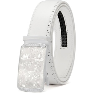 CHAOREN Leather Ratchet Belt for Men – Mens Dress belt 1 3/8″(White)