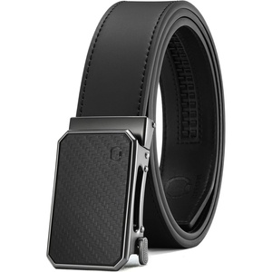 CHAOREN Men’s Ratchet Belt – 1 3/8” Leather Belt for Casual & Dress Wear(Carbon Fiber / Black)