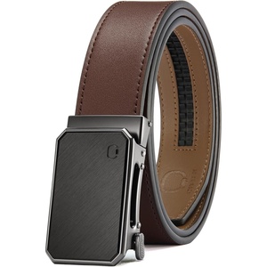 CHAOREN Men’s Ratchet Belt – 1 3/8” Leather Belt for Casual & Dress Wear(Gun Metal / Dark Brown)