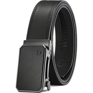 CHAOREN Men’s Ratchet Belt – 1 3/8” Leather Belt for Casual & Dress Wear(Gun Metal / Full Grain Black)